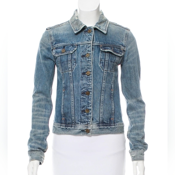 Women's Allsaints Lamara Distressed Flap Pocket Selvedge Denim Jacket (size 10) - Picture 3 of 7